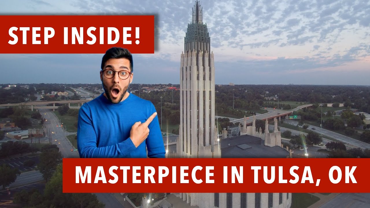 Tulsa OK Most Famous Landmark - Historic Boston Avenue Methodist Church ART DECO SKYSCRAPER