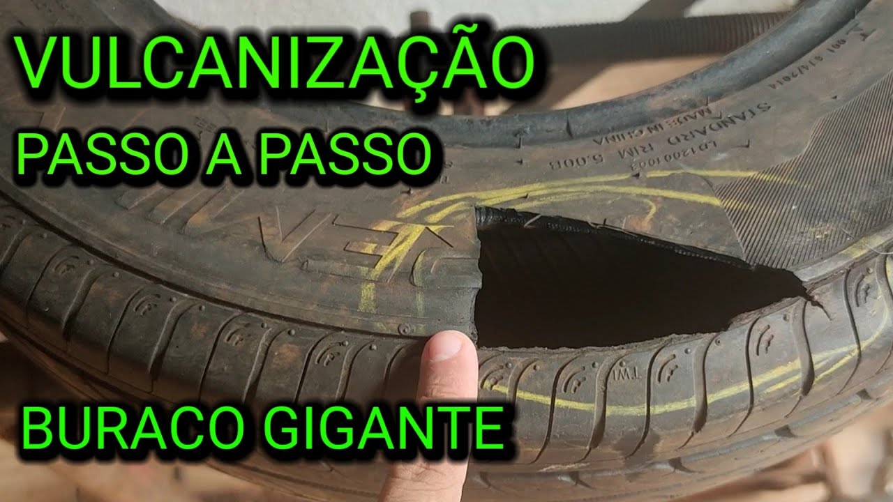 VULCANIZAÇÃO PASSO A PASSO. CORTE GIGANTE!!!!  (TIRE VULCANIZATION)