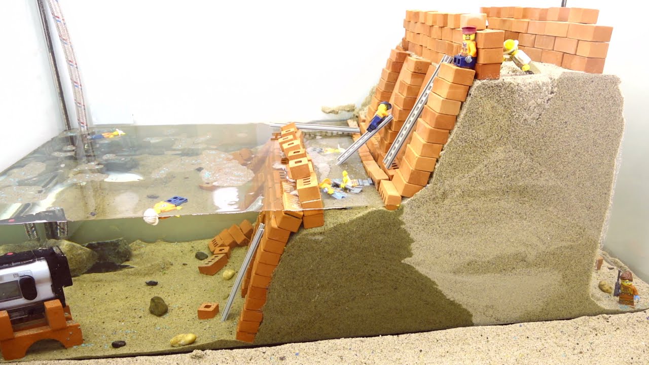 Original Dam Breach Video - Mini Bricks Sand Castle Collapse After Flood