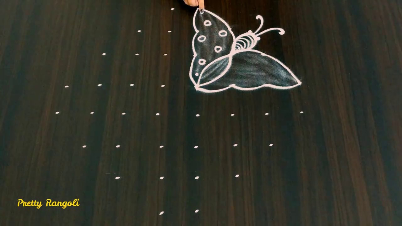 Beautiful butterfly kolam with dots || simple butterfly rangoli with dots || butterfly muggulu #248