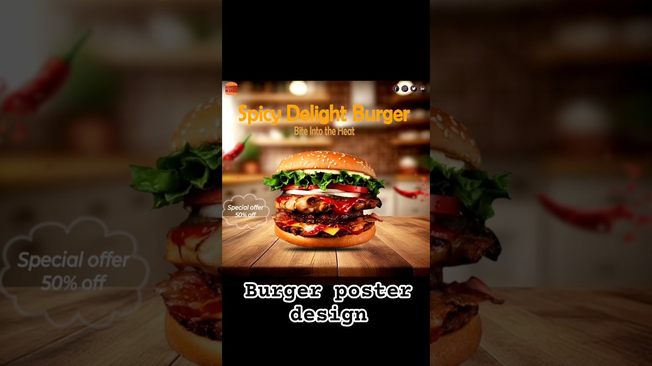 Burger poster design in photoshop ✨#photoshoptutorial #photoshopposterdesigntutorial#adobephotoshop