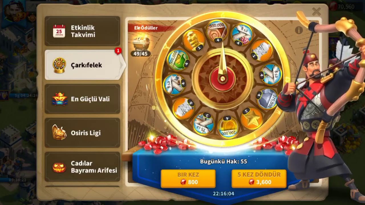 Rise Of Kingdoms Ysg Çarkı - 100 Kere Çevirme