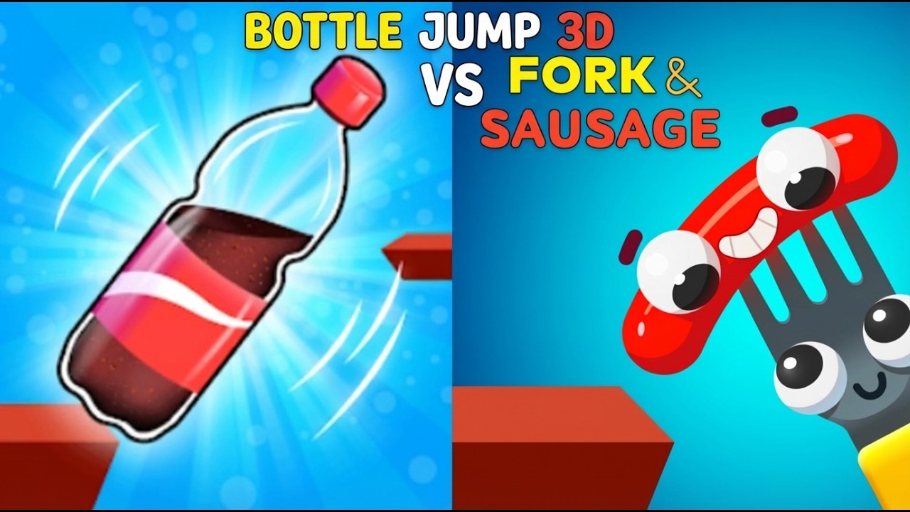 Bottle Jump 3D против Fork N Sausage: игровой процесс