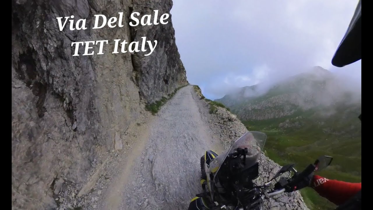 Motorbike on Via Del Sale, a part of Trans Euro Trail, an epic road in the Ligurian Alps