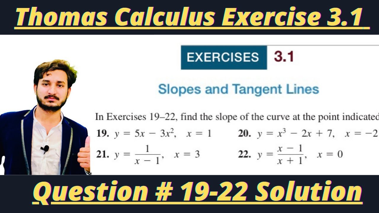 Thomas Calculus Exercise 3.1 Question # 19-22 solution| Slopes and Tangent Lines| MSN Mathematician|