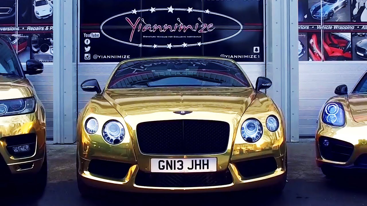 Bentley GTC wrapped Chrome Gold for UK's Gold Car Man