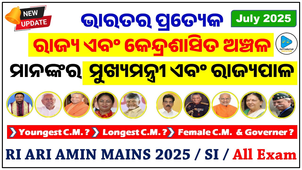 Current Chief Minister & Governor List of Indian States and Union Territories || CM & Governor List