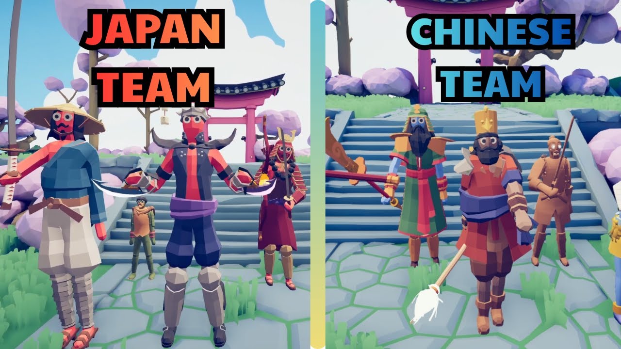JAPAN TEAM VS CHINESE TEAM  - Totally Accurate Battle Simulator | TABS