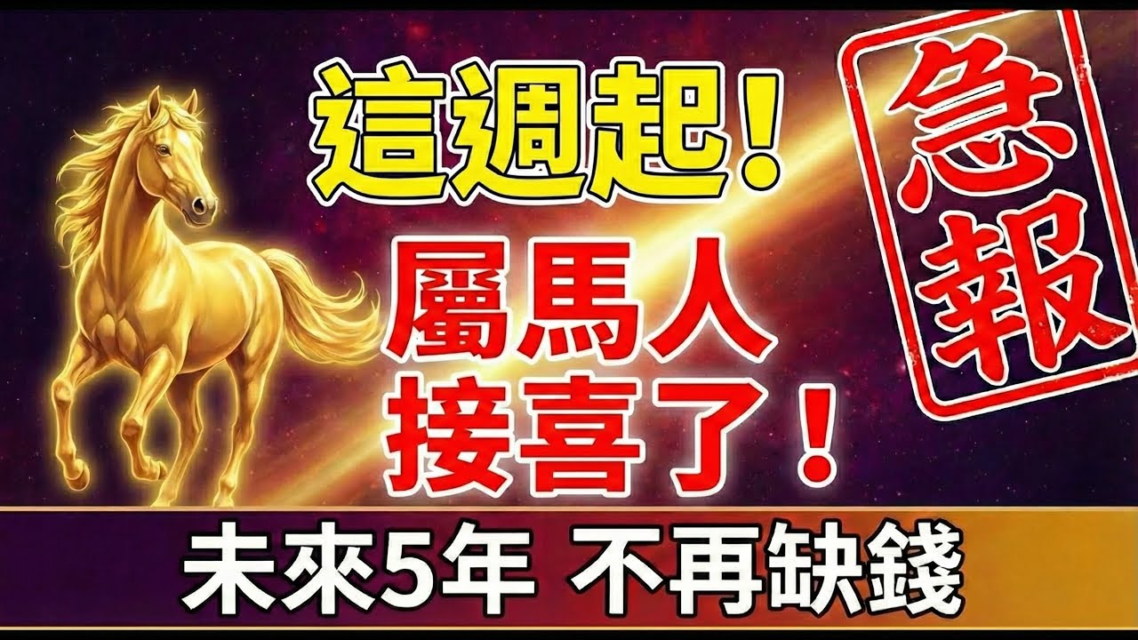急報！屬馬的人這週起將有一件「天大的喜事」降臨，接住這份福氣，未來5年不愁錢！#屬馬2026運勢 #財運 #生肖馬 #2026生肖馬運勢 #偏財 #貴人 #轉運 #風水 #屬馬 #暴富 #丙午馬年