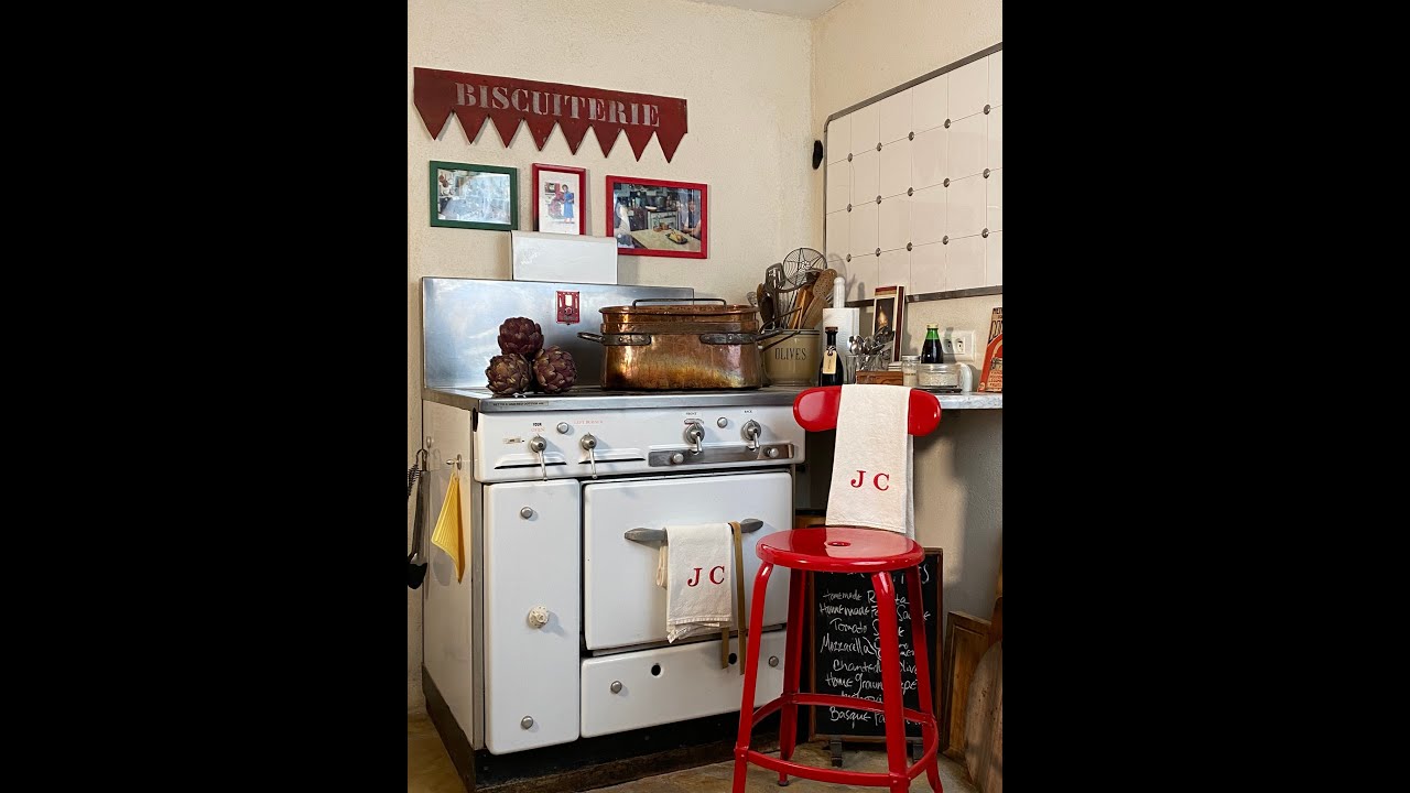Patricia Wells with Julia Child's Stove