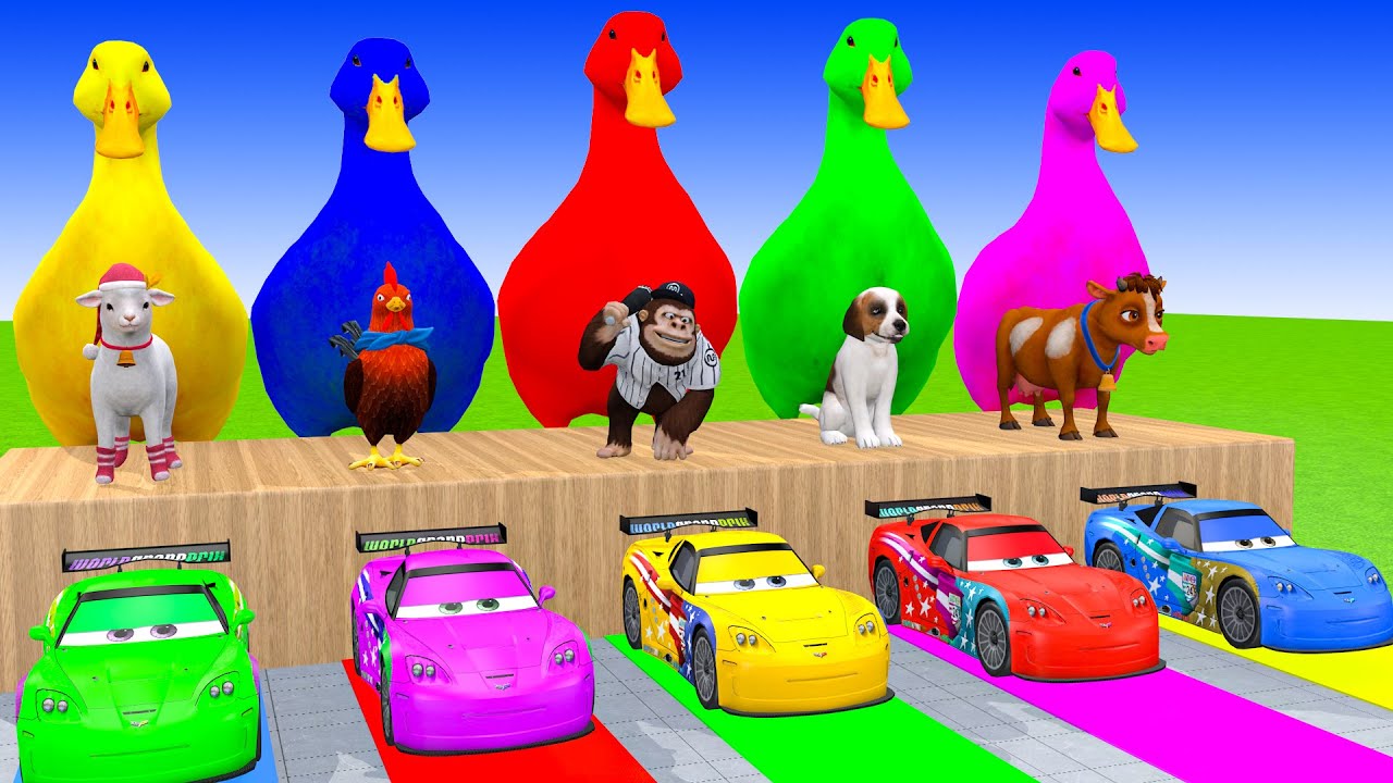 Long Slide Game With Cow Elephant Gorilla Hippopotamus Tiger 3d Animal Game Funny 3d Animals
