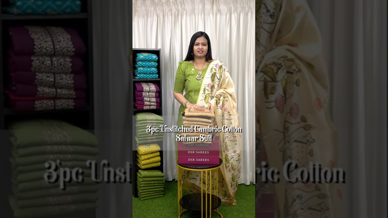 3 pc Unstitched Cambric Cotton salwar suit | RAGGNEE | Booking : 9653484447 |  www.dsrsarees.com