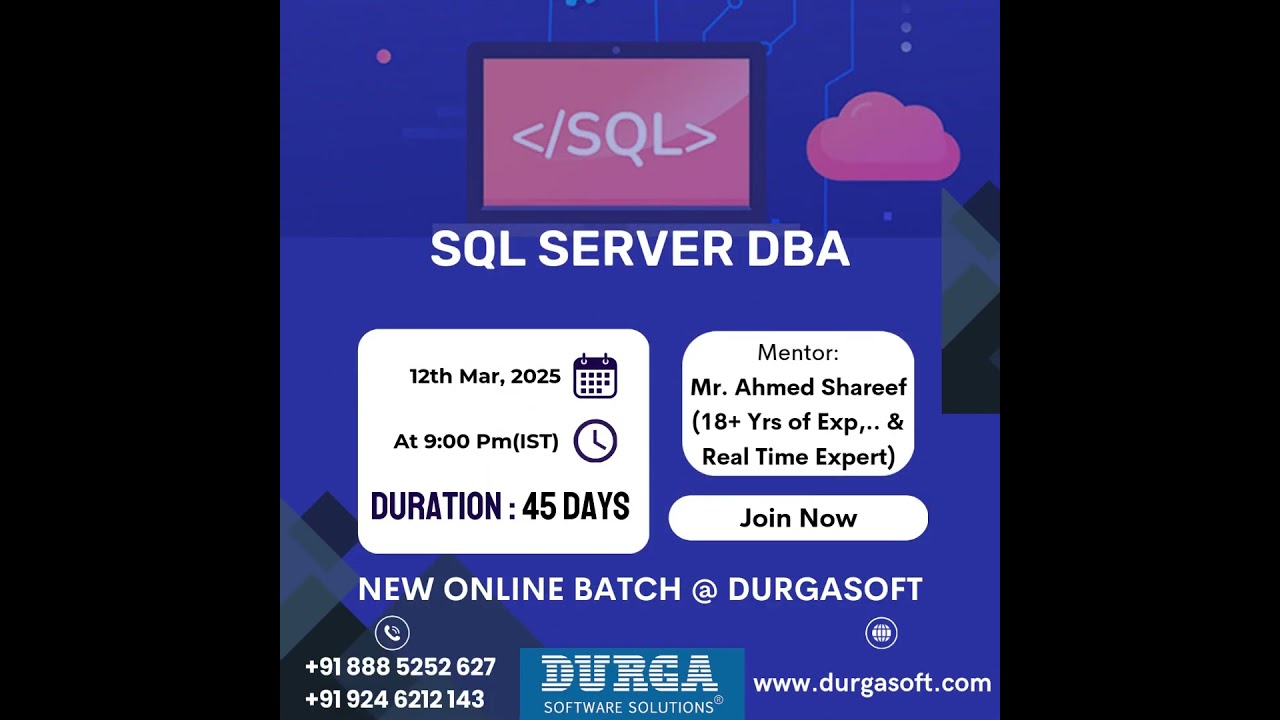 🔥 SQL Server DBA Online Training &ndash; New Batch Starts on 12th March 2025 | Learn from Experts 🚀