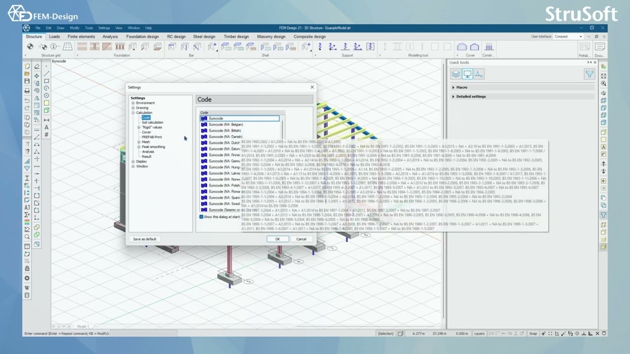 FEM Design User manual: 3.3 Settings in FEM Design