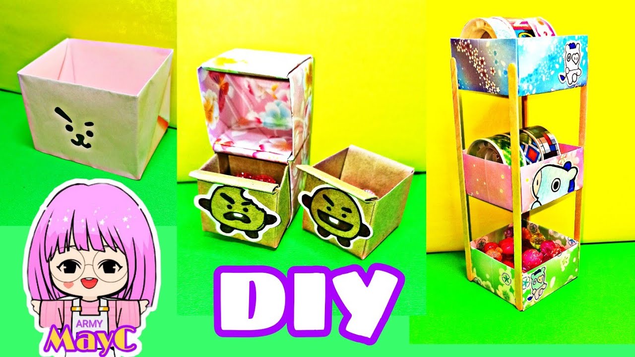 BT21 COOKY, SHOOKY & MANG ORIGAMI ORGANIZERS// Easy & Inexpensive DIYs for ARMYs// ARMY MayC