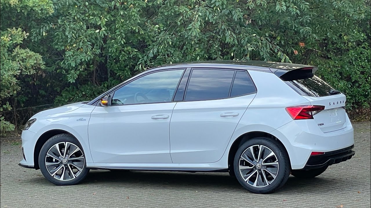 Skoda NEW Fabia 2023 Monte Carlo in 4K Moon White Metal 17 Inch Procion Walk Around & Detail inside