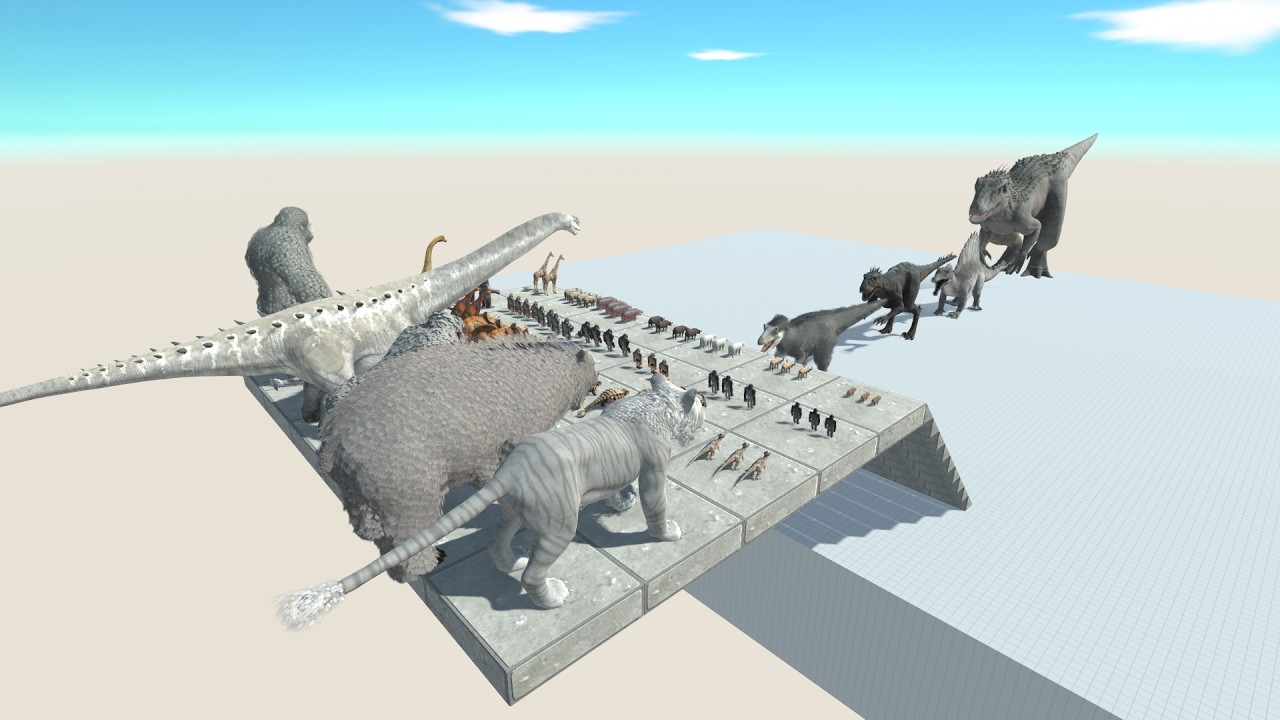 Dinosaur Challenge Gorilla, Bigfoot, Tiger, Herbivore Dinosaurs vs Indominus Rex Team in ARBS