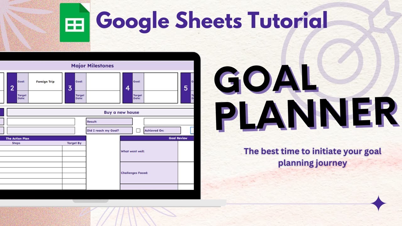 Digital Goal Planner | Google Sheets Template - Goal Tracker Spreadsheet - Habit Tracker