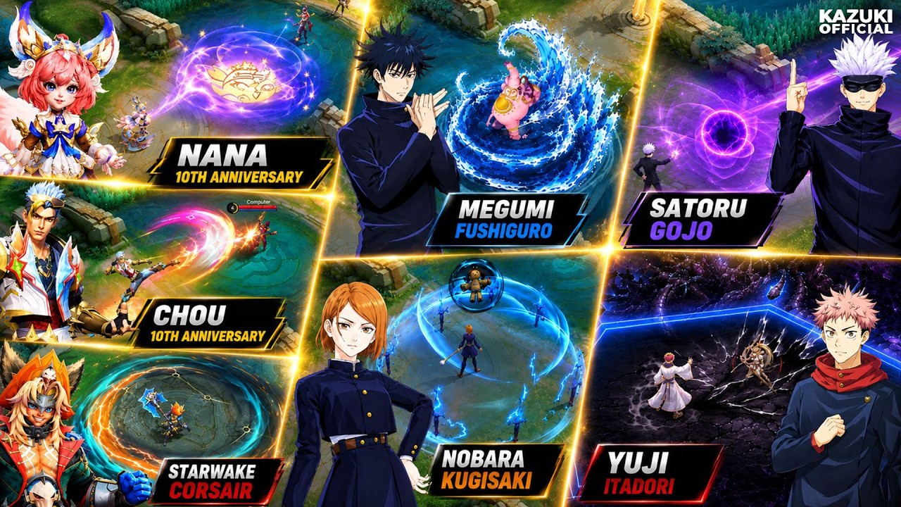 7 UPCOMING SKINS GAMEPLAY | CHOU & NANA 10TH ANNIVERSARY | GOJO + ALL JJK SKIN REVAMP
