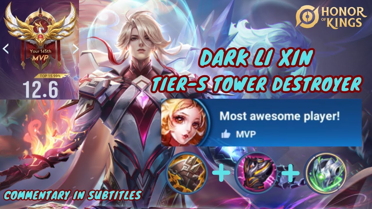 MVP Dark Li Xin VS Yang Jian| Push Lane & Destroy Towers Like a PRO| Honor of Kings Li Xin Build