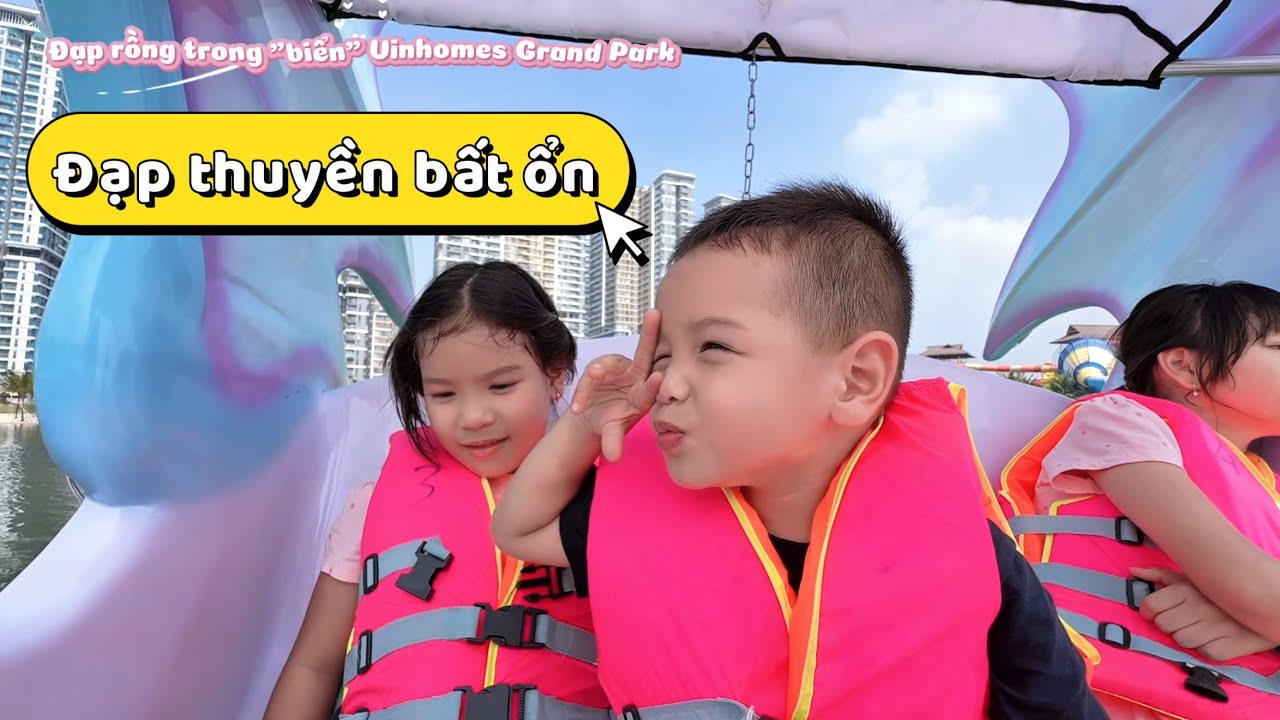Trải nghiệm lần đầu đạp thuyền giữa trưa nắng bất ổn tại Vinhomes Grand Park | Lynh Giang Family