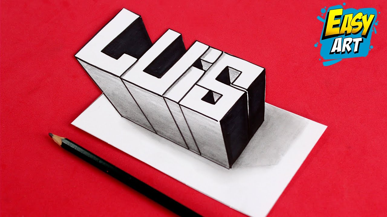 ✅ Dibujos 3D - Como DIBUJAR Nombres en 3D 👉 LUIS 👈 Dibujar letras BONITAS - Easy Art