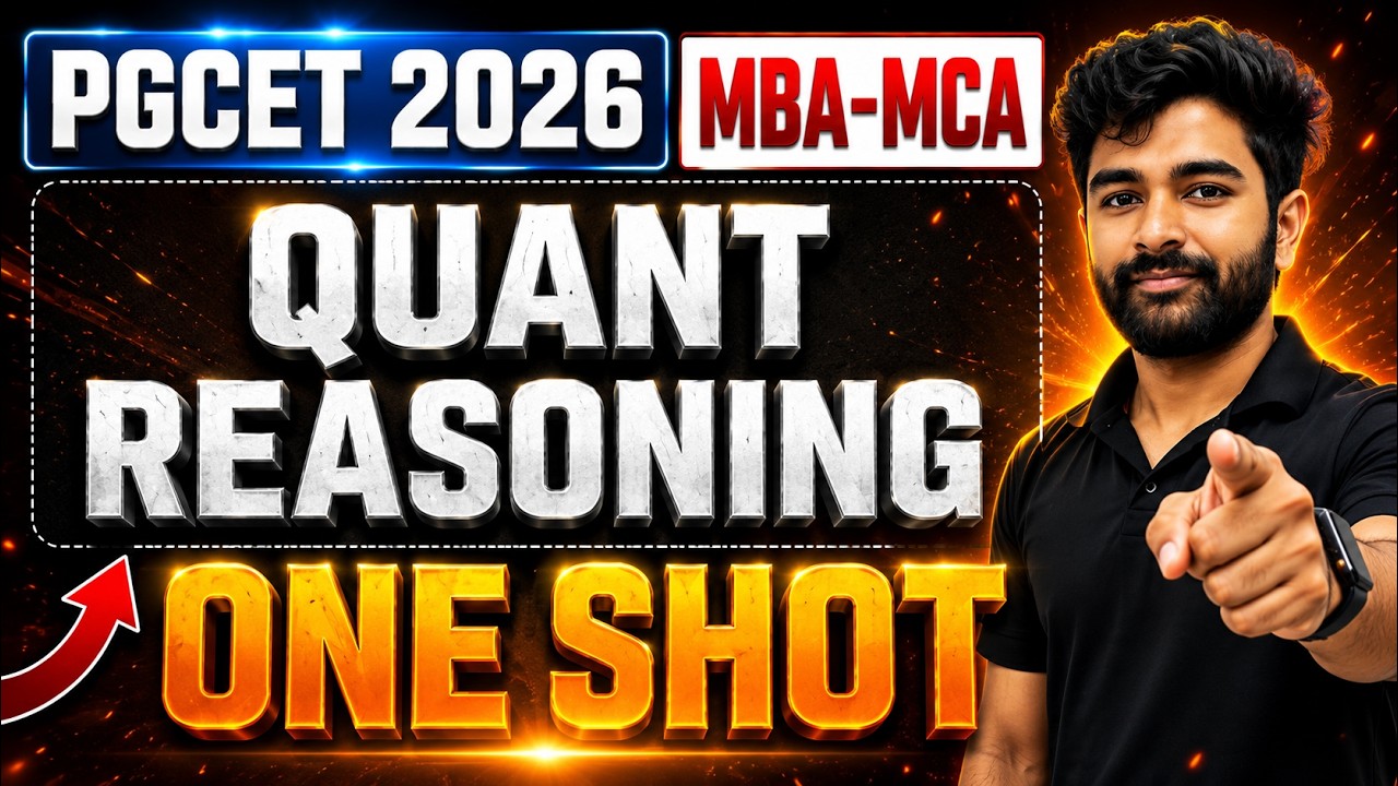 PGCET 2026 Quant & Reasoning ONE SHOT | MBA MCA Complete Revision | Score 85+