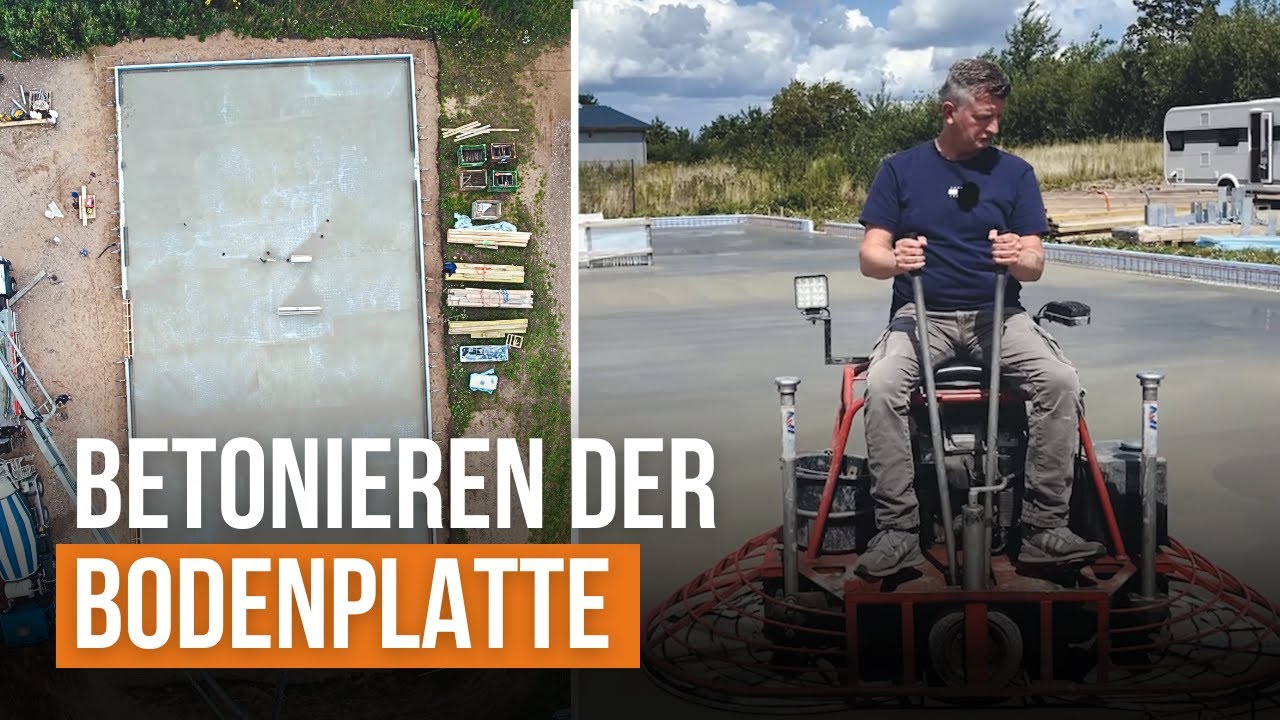 Endlich! Wir gießen den Beton für die Bodenplatte unserer Halle!