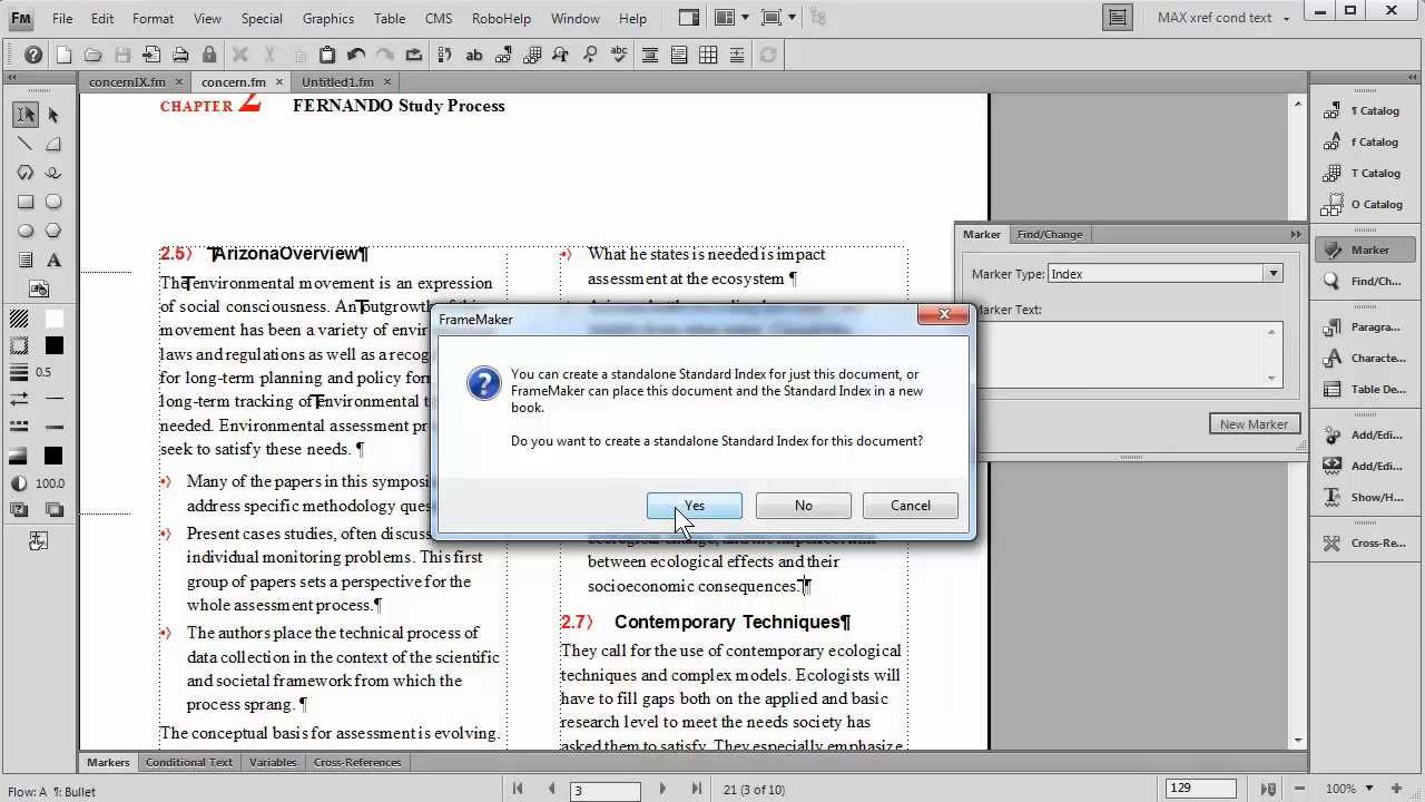 FrameMaker and Word: Index entry with page range