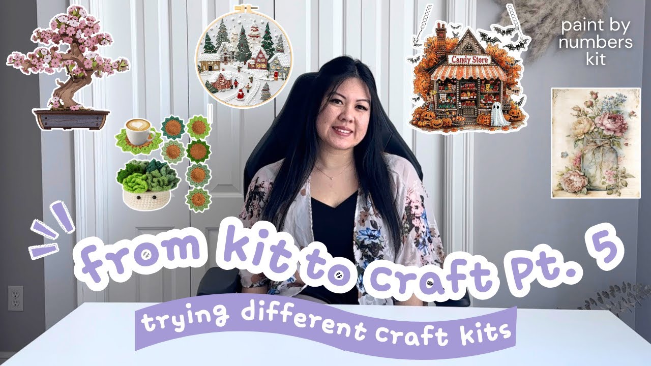 from kit to craft pt.5, trying different craft kits from amazon, paint by numbers kit 🎨🌼