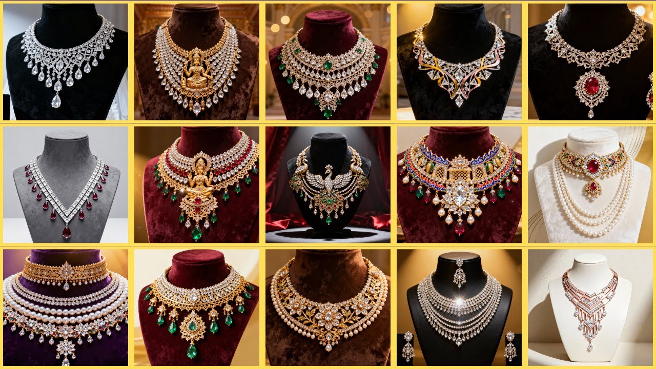 Indian Bridal Diamond Necklace Designs 2025 | Heavy Wedding Diamond Jewellery Collection | 2AMJ