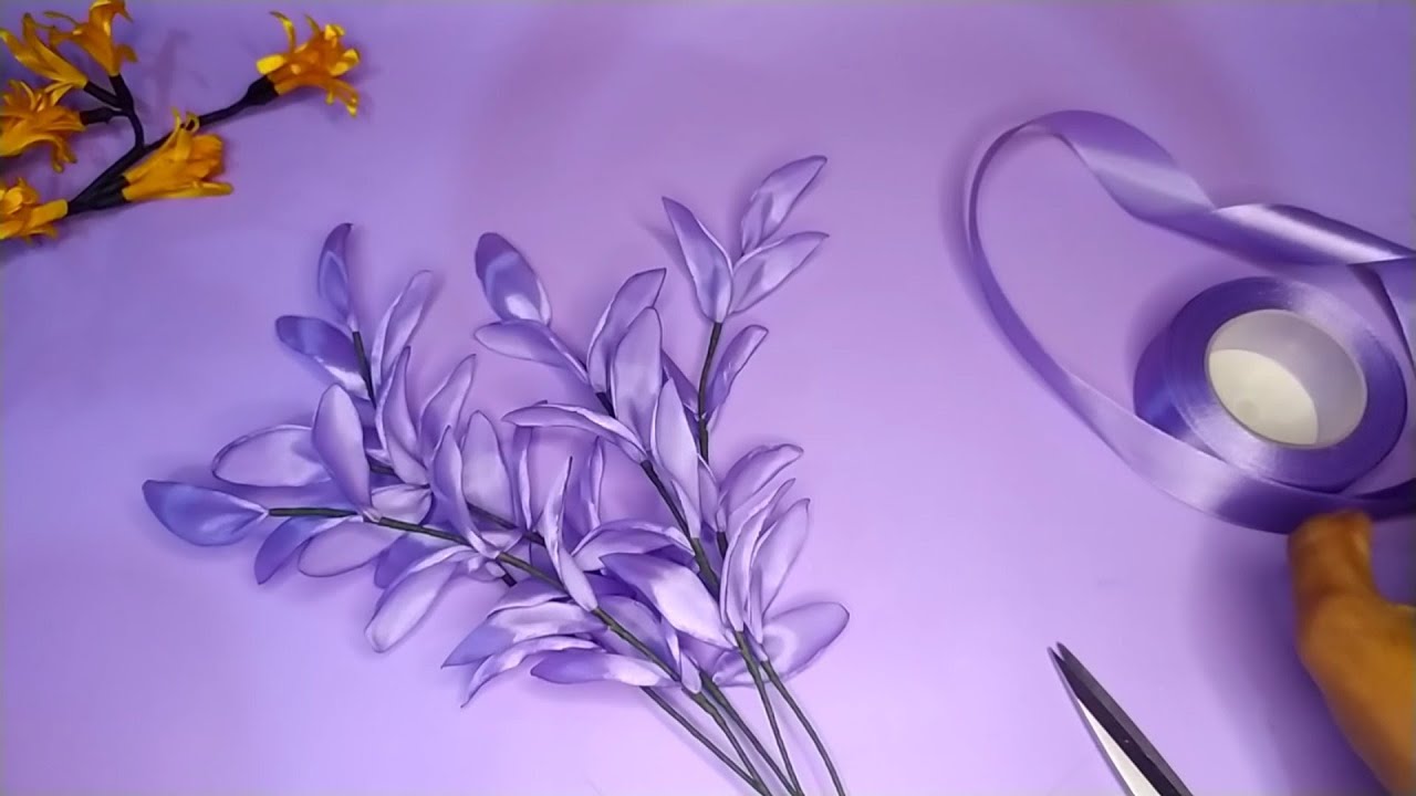 DIY | How To Make Satin Ribbon Leaf Flower Easy | Tutorial Membuat Daun Bunga Dari Pita Satin