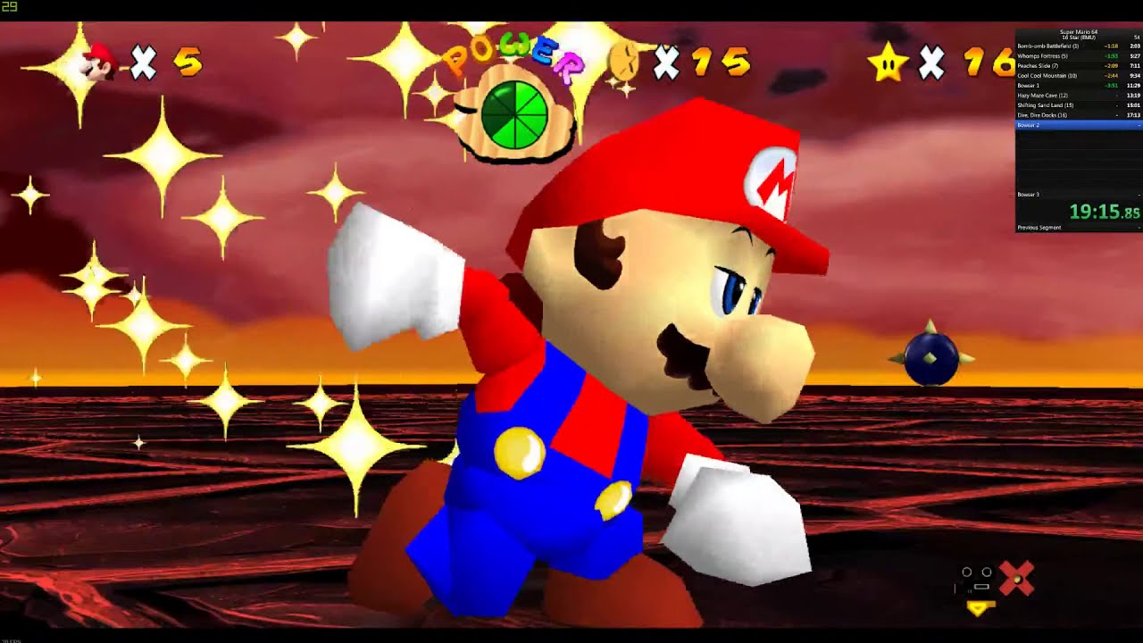 Super Mario 64 HD 16 Star Speedrun (23:41)