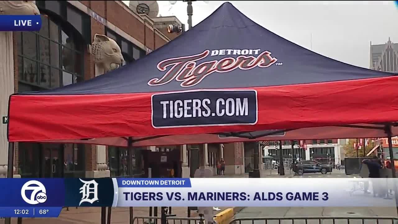 Tigers fans dealing with rain ahead of Game 3 at Comerica Park