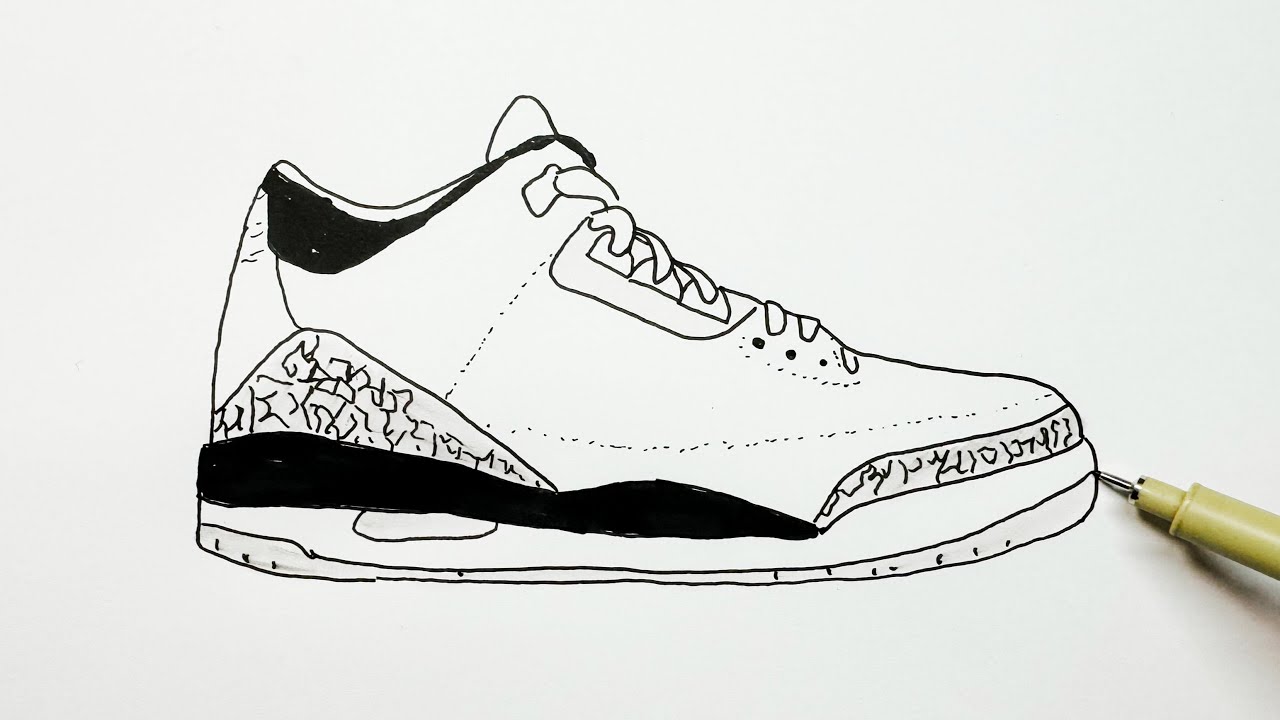 How to Draw Air Jordan 3 Sneakers