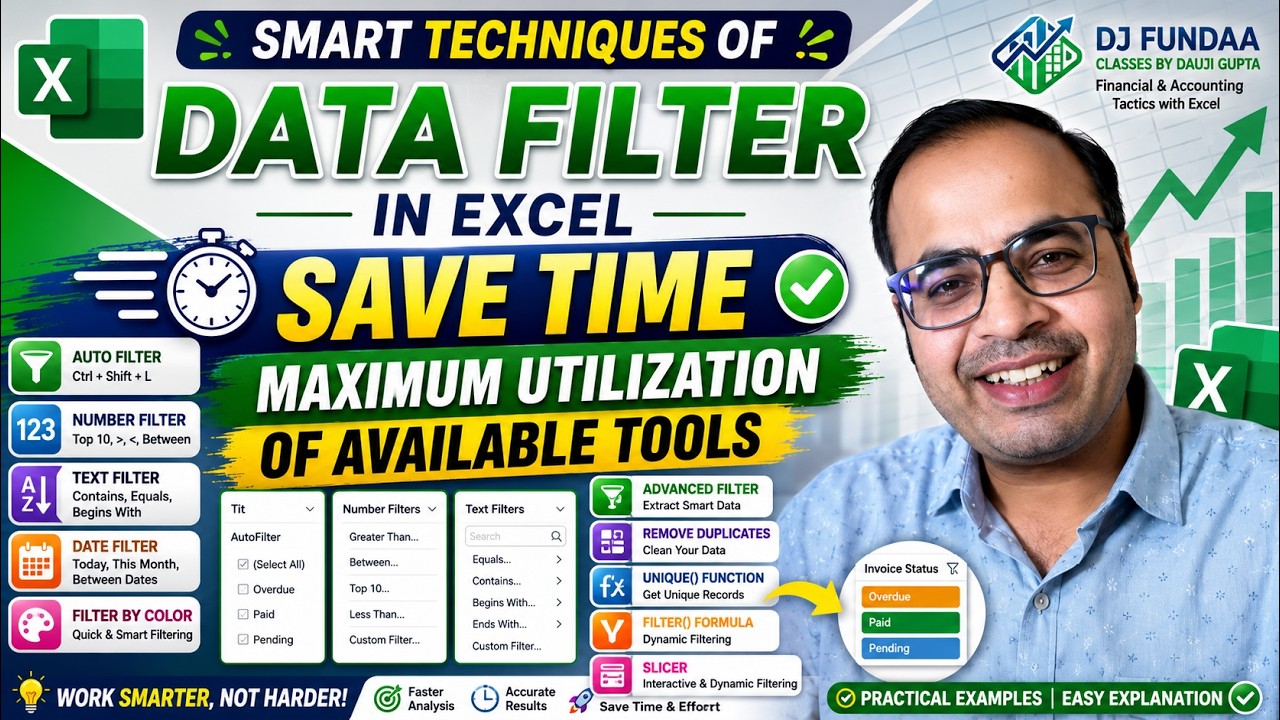 🎬 Topic 6: Smart Data Filtering Techniques | Save Time with FILTER, Slicer, UNIQUE & Advanced Filter