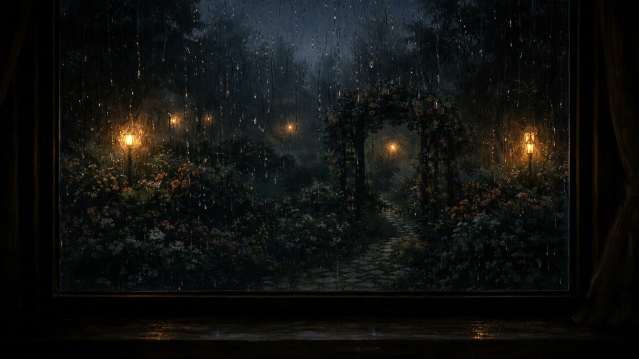8 Hours Wet Garden Rain Sounds for Sleep | Soft Rushing Rain & Drops on Leaves (No Thunder)