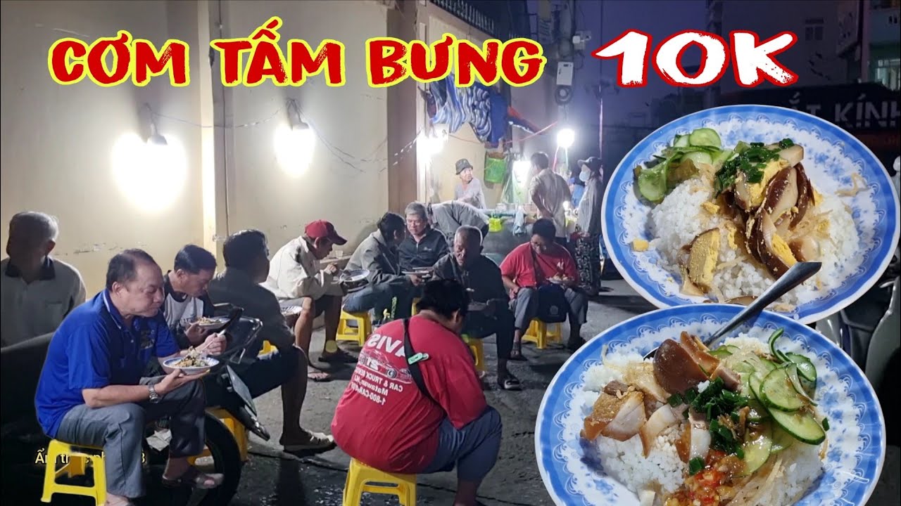 Phát hiện xe cơm tấm bưng bán cặp đường phố khách đông khủng khiếp lúc 4h sáng 