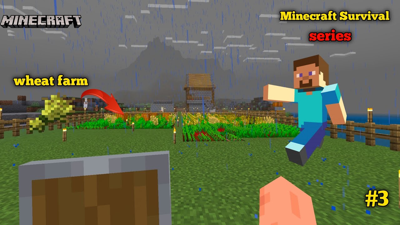 Survival Mein First Farming 🌾 | Manual Wheat Farm Minecraft PE | Minecraft PE Survival series