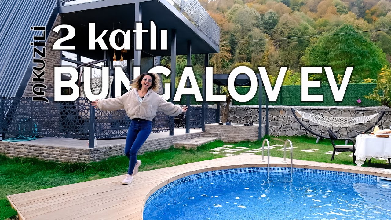 Sapanca'da Sıcak Havuzlu Oldukça Şık ve Büyük A-Frame Bungalov Turu