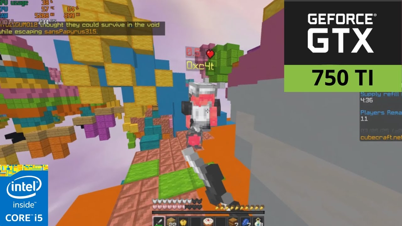 Test Minecraft Pvp, GTX 750 TI + I5 4590