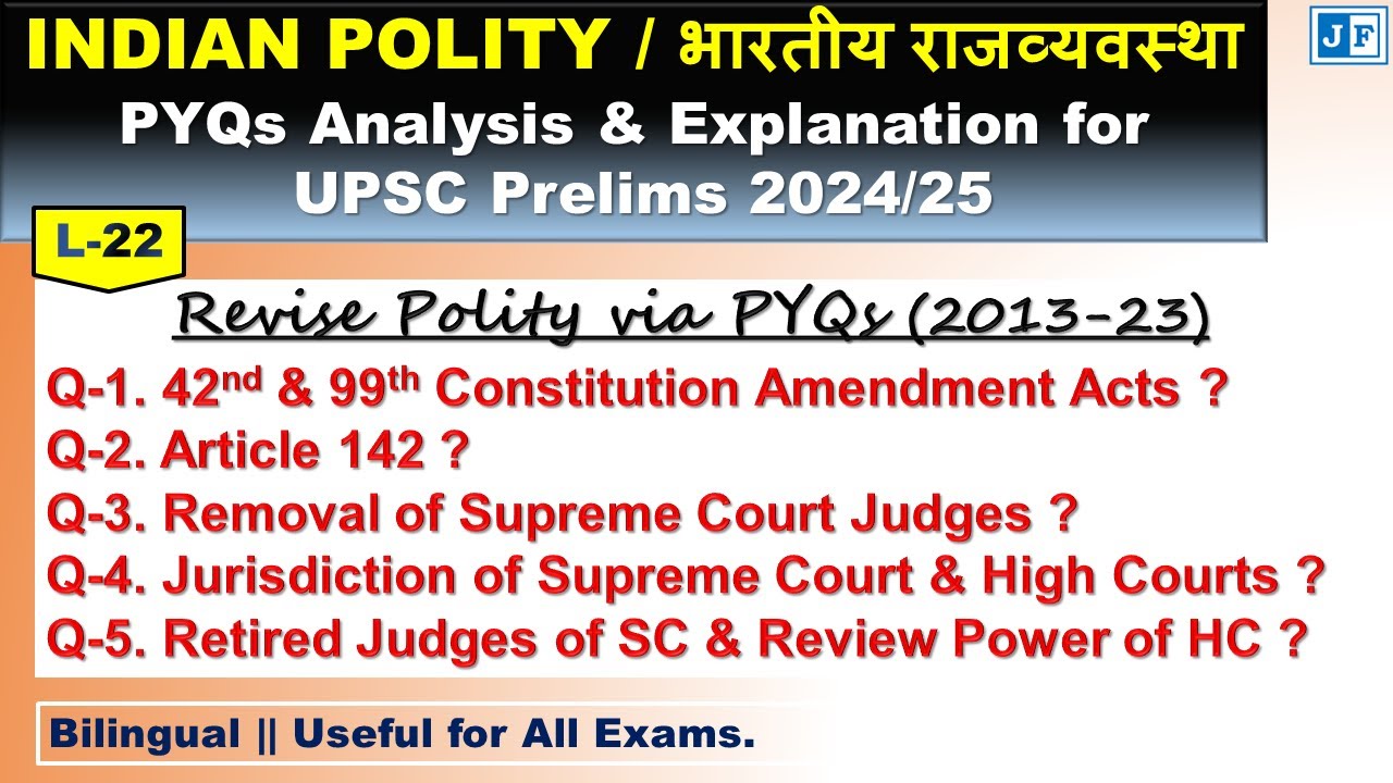 L-22: Indian Polity PYQs for UPSC Prelims || @JasbirFoundation