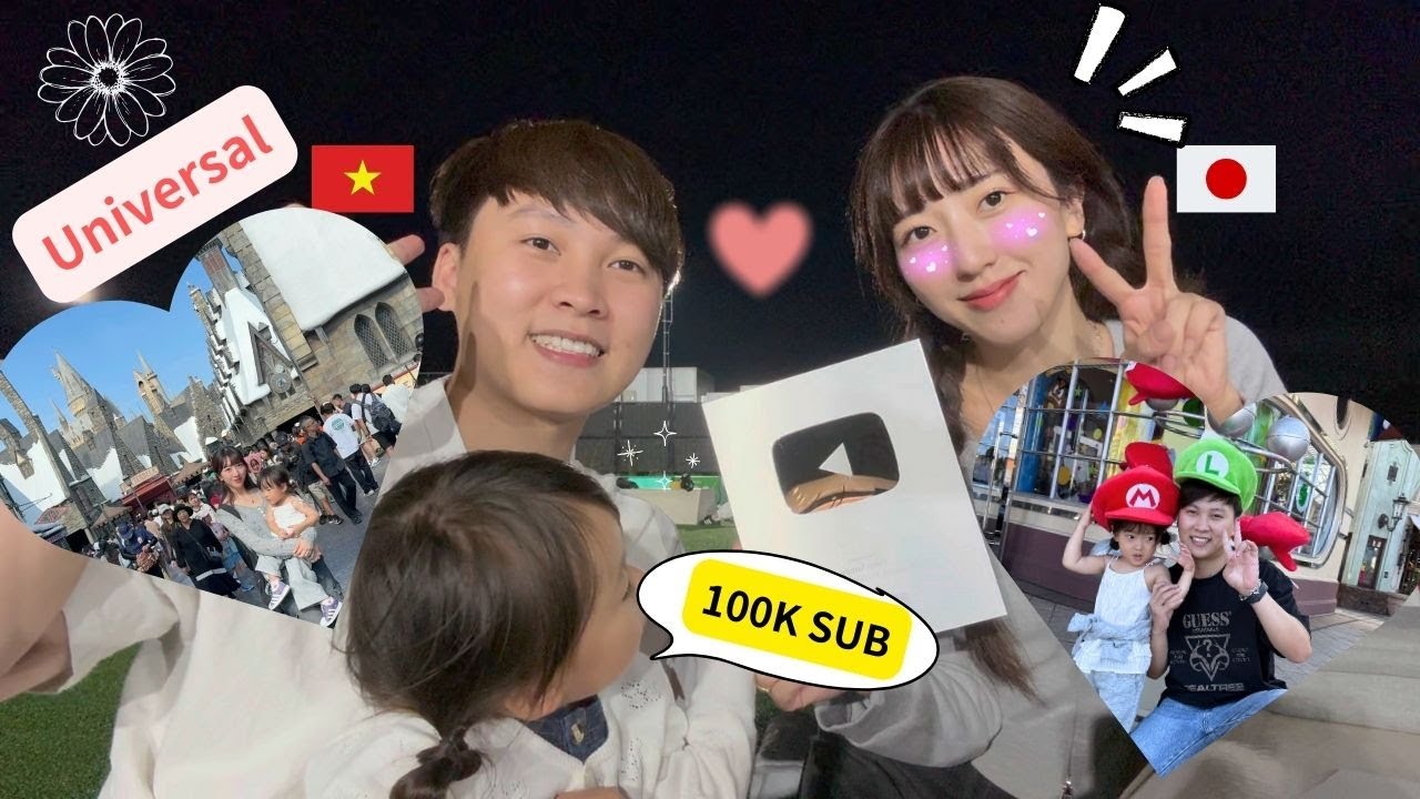 Chúng mình đã nhận được nút bạc |Ăn mừng 100k sub tại UniverSal | Gia đình Việt Nhật