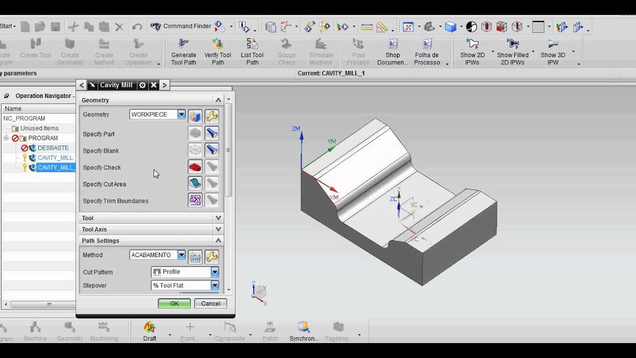 NX CAM - Ativando compensação da ferramenta