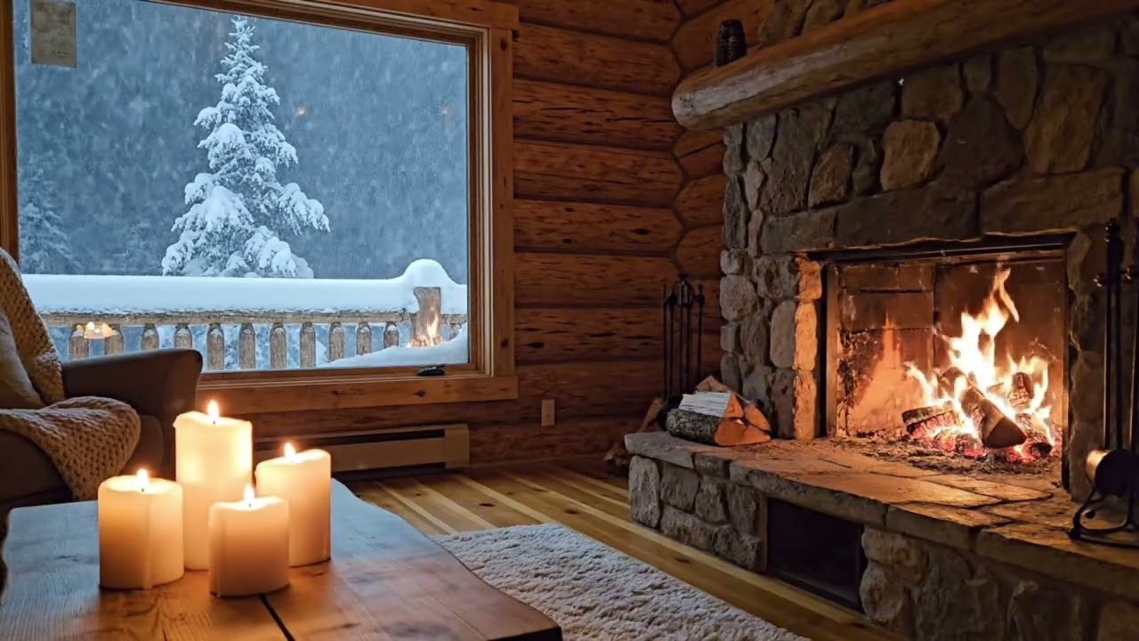 ❄️ Blizzard Outside 🔥 Warm Fireplace Inside | Fall Asleep Instantly | Deep Sleep
