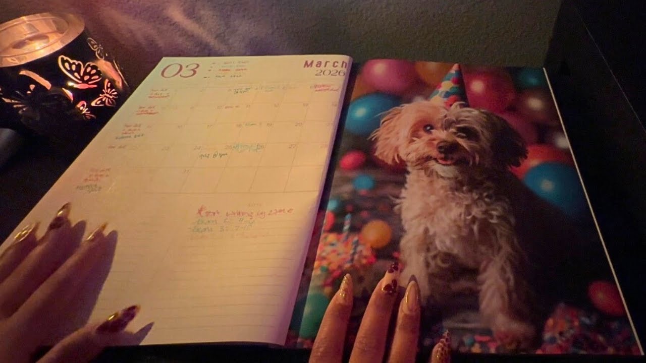 ASMR Tracing + Scratching a Maltipoo Calendar 2026 🐶 Soft Rambling for Sleep