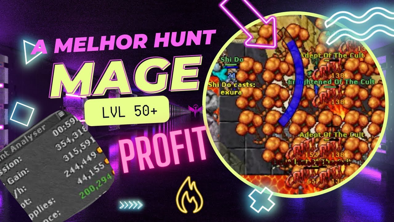 🧙&zwj;♂️[TIBIA] HUNT MAGE ED/MS LVL 50+ com PROFIT de 200k+/h 💲💲
