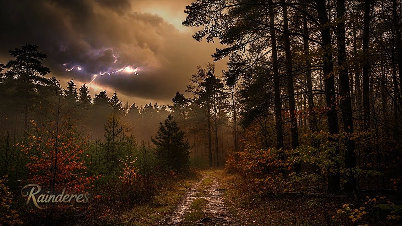 Golden Forest Before the Thunderstorm &ndash; Relaxing Rain & Distant Thunder Ambience