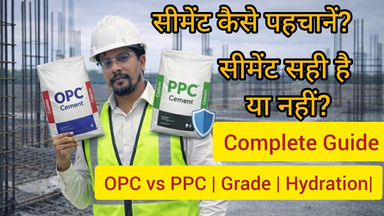 Site पर Cement कैसे पहचानें? Full Practical Explanation|OPC vs PPC | Grade |Hydration| Quality Check