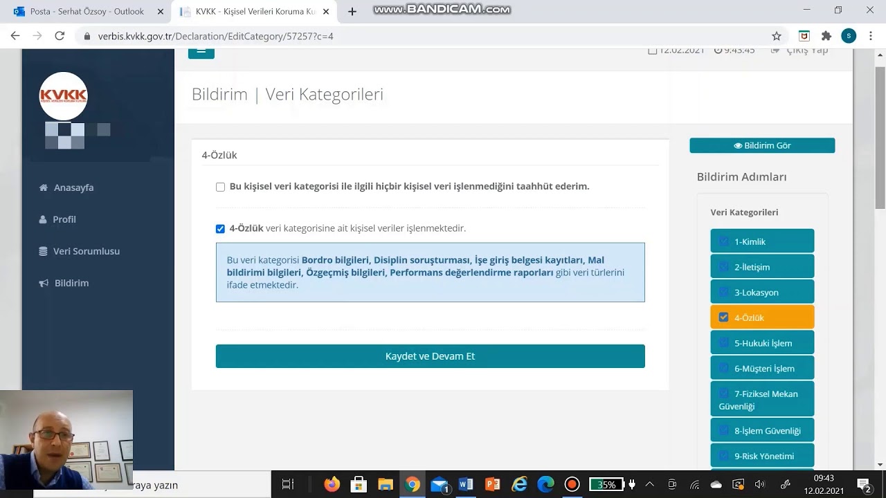 KVKK - VERBİS, İrtibat Kişisi ve Bildirim Oluşturma
